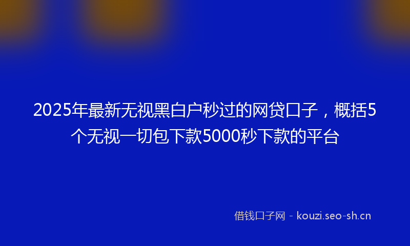2025年最新无视黑白户秒过的网贷口子，概括5个无视一切包下款5000秒下款的平台