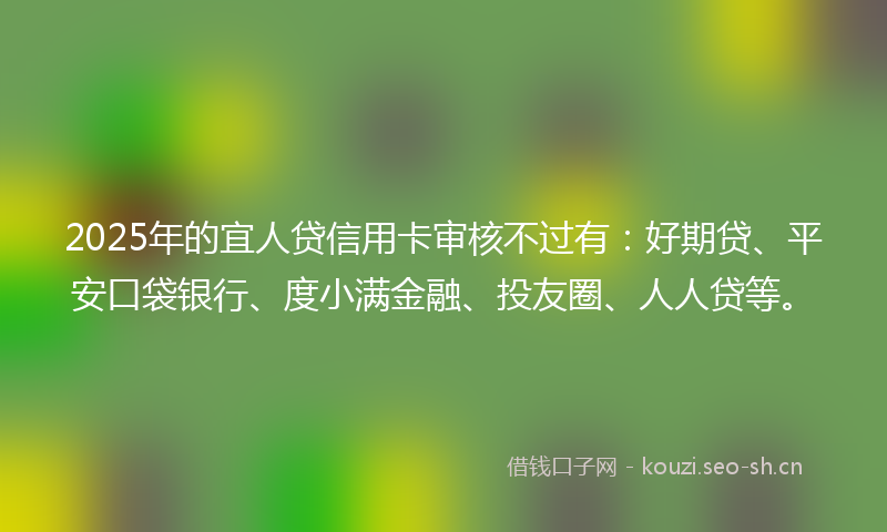2025年的宜人贷信用卡审核不过有：好期贷、平安口袋银行、度小满金融、投友圈、人人贷等。