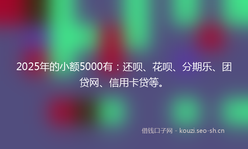 2025年的小额5000有：还呗、花呗、分期乐、团贷网、信用卡贷等。
