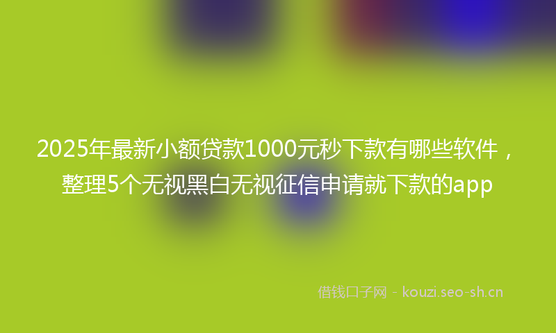 2025年最新小额贷款1000元秒下款有哪些软件，整理5个无视黑白无视征信申请就下款的app
