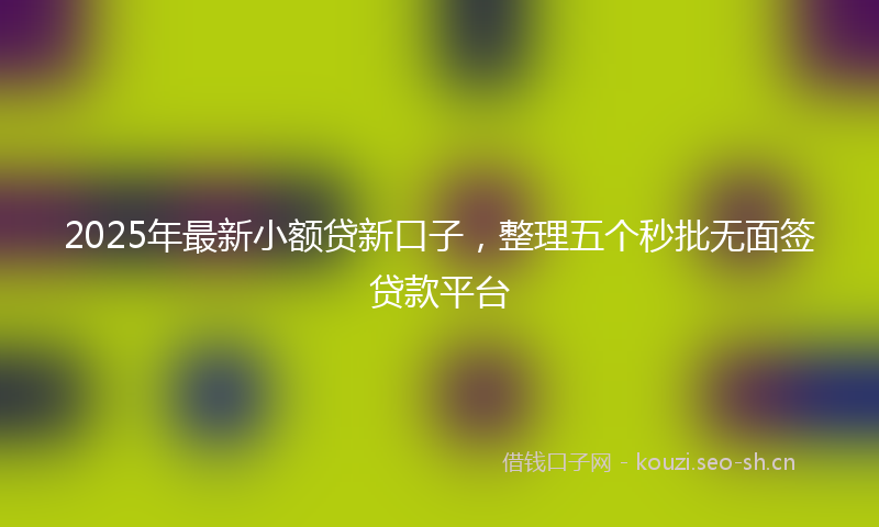 2025年最新小额贷新口子，整理五个秒批无面签贷款平台