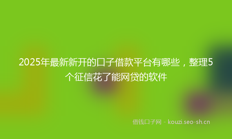 2025年最新新开的口子借款平台有哪些，整理5个征信花了能网贷的软件