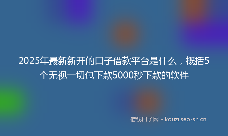 2025年最新新开的口子借款平台是什么，概括5个无视一切包下款5000秒下款的软件