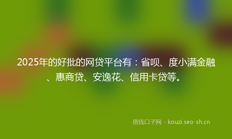 2025年的好批的网贷平台有：省呗、度小满金融、惠商贷、安逸花、信用卡贷等。