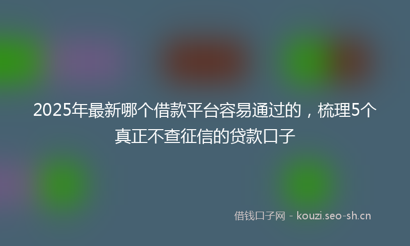 2025年最新哪个借款平台容易通过的，梳理5个真正不查征信的贷款口子