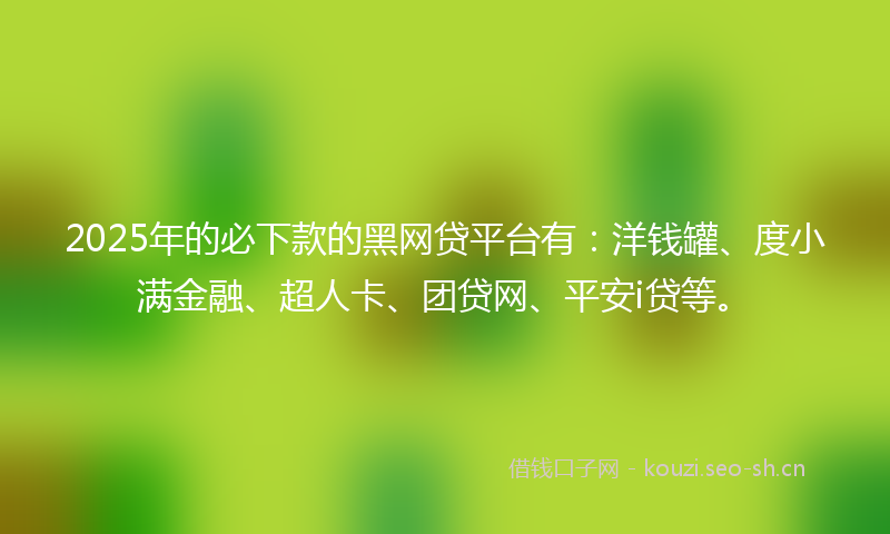 2025年的必下款的黑网贷平台有：洋钱罐、度小满金融、超人卡、团贷网、平安i贷等。