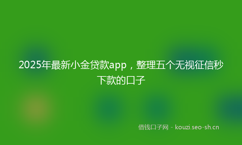 2025年最新小金贷款app，整理五个无视征信秒下款的口子