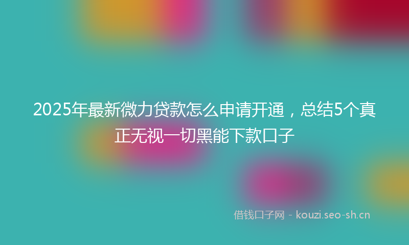 2025年最新微力贷款怎么申请开通，总结5个真正无视一切黑能下款口子