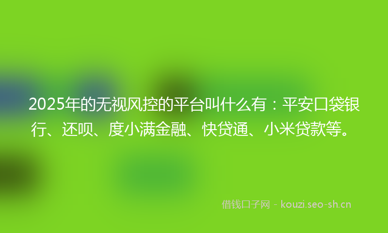 2025年的无视风控的平台叫什么有：平安口袋银行、还呗、度小满金融、快贷通、小米贷款等。
