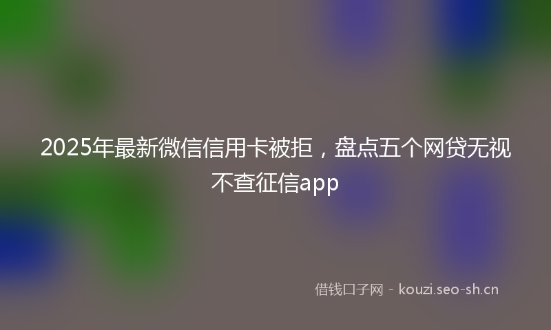 2025年最新微信信用卡被拒，盘点五个网贷无视不查征信app