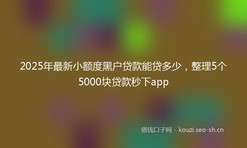 2025年最新小额度黑户贷款能贷多少，整理5个5000块贷款秒下app