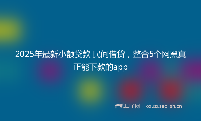 2025年最新小额贷款 民间借贷，整合5个网黑真正能下款的app