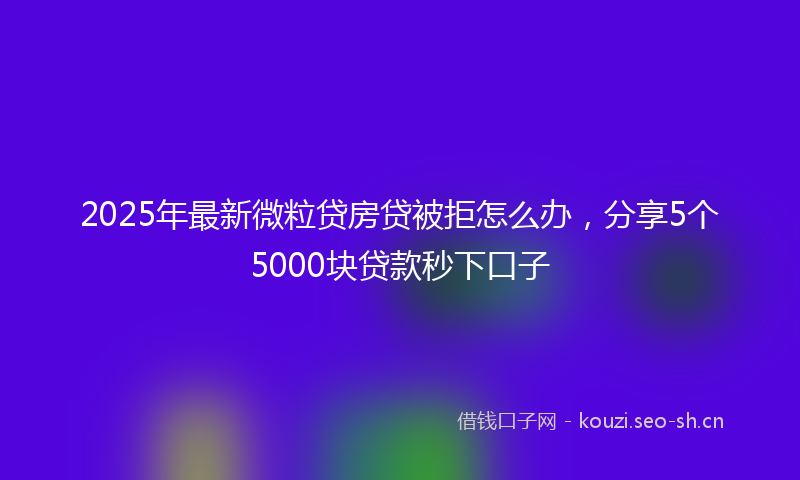 2025年最新微粒贷房贷被拒怎么办，分享5个5000块贷款秒下口子
