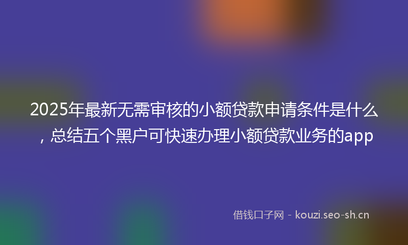 2025年最新无需审核的小额贷款申请条件是什么，总结五个黑户可快速办理小额贷款业务的app