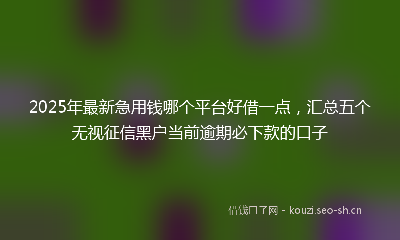 2025年最新急用钱哪个平台好借一点，汇总五个无视征信黑户当前逾期必下款的口子