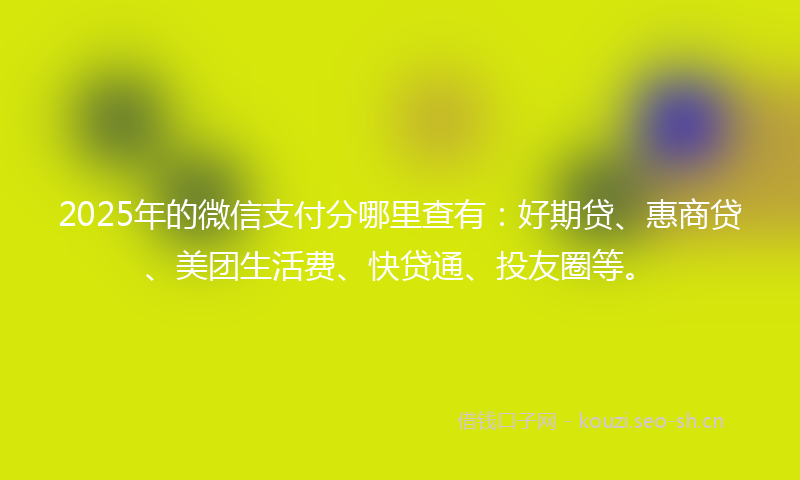 2025年的微信支付分哪里查有：好期贷、惠商贷、美团生活费、快贷通、投友圈等。