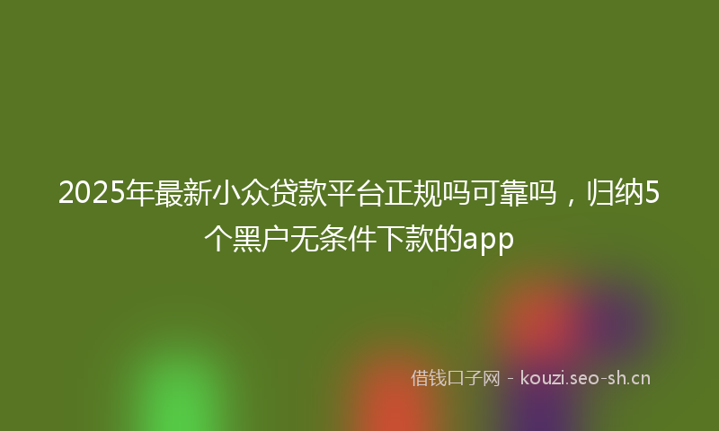 2025年最新小众贷款平台正规吗可靠吗，归纳5个黑户无条件下款的app