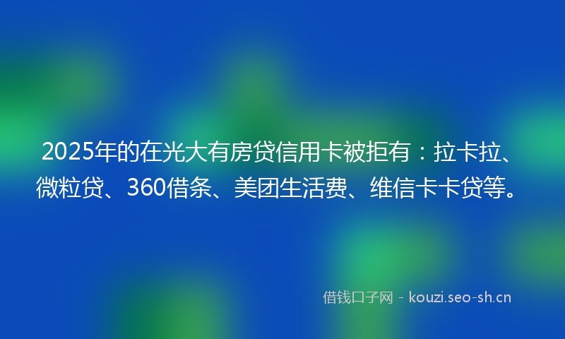 2025年的在光大有房贷信用卡被拒有：拉卡拉、微粒贷、360借条、美团生活费、维信卡卡贷等。
