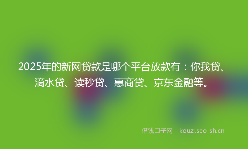 2025年的新网贷款是哪个平台放款有：你我贷、滴水贷、读秒贷、惠商贷、京东金融等。