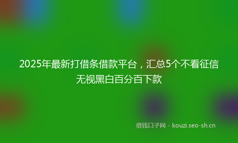 2025年最新打借条借款平台，汇总5个不看征信无视黑白百分百下款