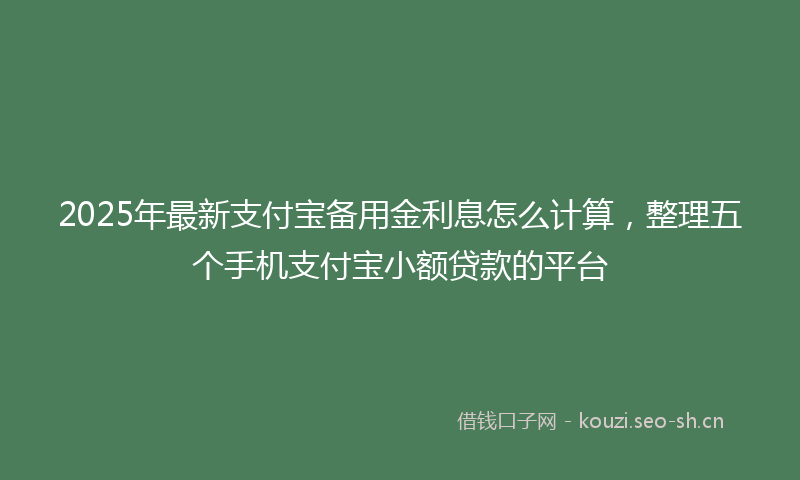2025年最新支付宝备用金利息怎么计算，整理五个手机支付宝小额贷款的平台