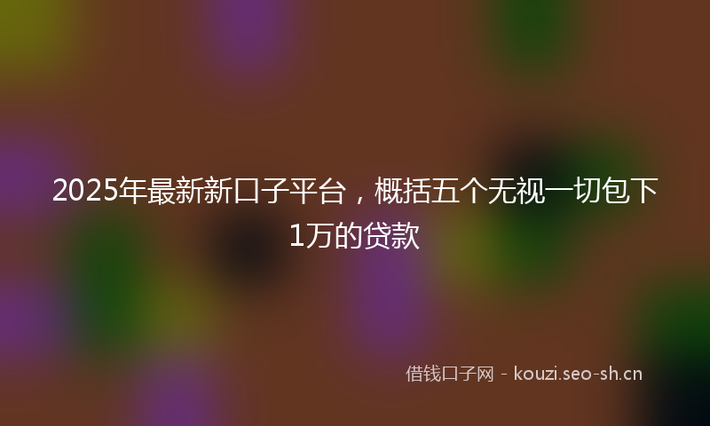 2025年最新新口子平台，概括五个无视一切包下1万的贷款