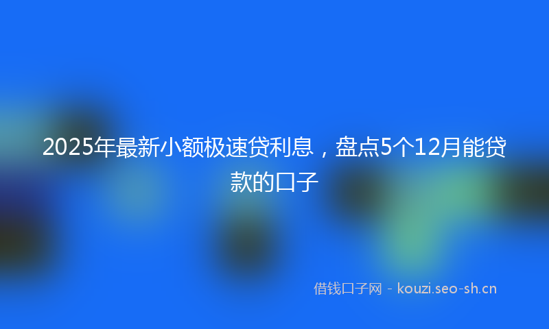 2025年最新小额极速贷利息，盘点5个12月能贷款的口子