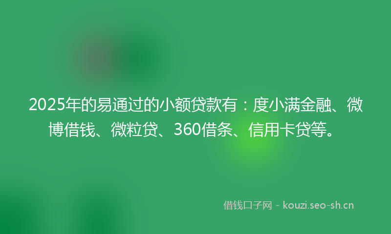 2025年的易通过的小额贷款有：度小满金融、微博借钱、微粒贷、360借条、信用卡贷等。