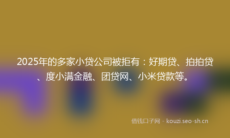 2025年的多家小贷公司被拒有：好期贷、拍拍贷、度小满金融、团贷网、小米贷款等。