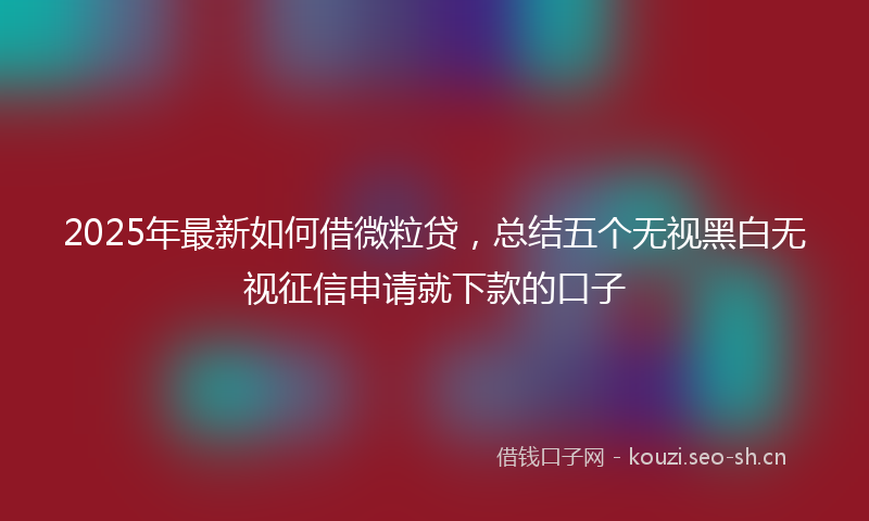 2025年最新如何借微粒贷，总结五个无视黑白无视征信申请就下款的口子