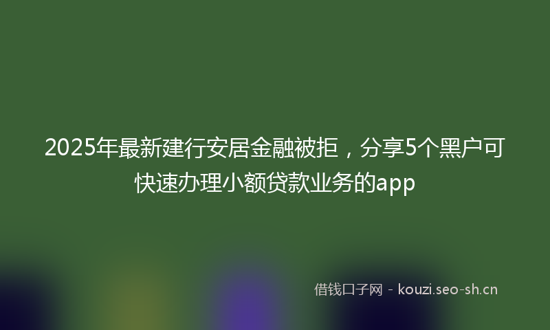 2025年最新建行安居金融被拒，分享5个黑户可快速办理小额贷款业务的app