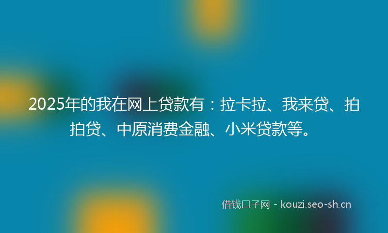2025年的我在网上贷款有：拉卡拉、我来贷、拍拍贷、中原消费金融、小米贷款等。