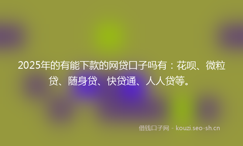 2025年的有能下款的网贷口子吗有：花呗、微粒贷、随身贷、快贷通、人人贷等。