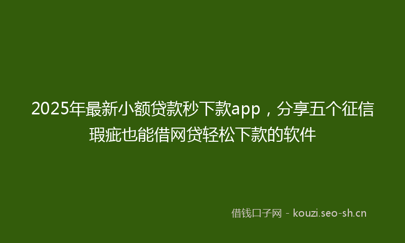 2025年最新小额贷款秒下款app，分享五个征信瑕疵也能借网贷轻松下款的软件