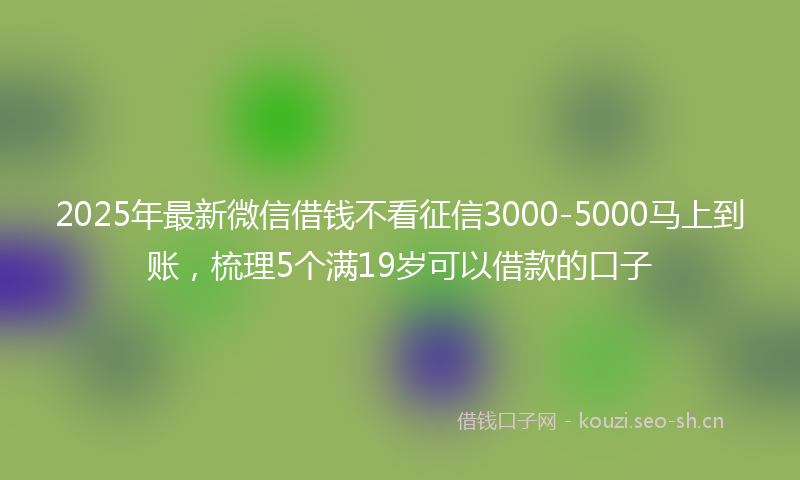2025年最新微信借钱不看征信3000-5000马上到账，梳理5个满19岁可以借款的口子