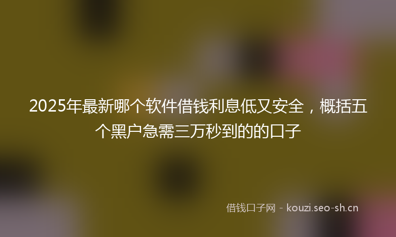 2025年最新哪个软件借钱利息低又安全，概括五个黑户急需三万秒到的的口子