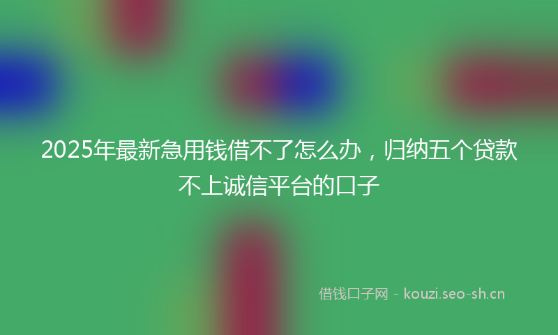 2025年最新急用钱借不了怎么办，归纳五个贷款不上诚信平台的口子