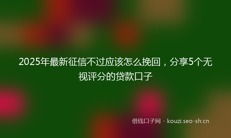 2025年最新征信不过应该怎么挽回，分享5个无视评分的贷款口子