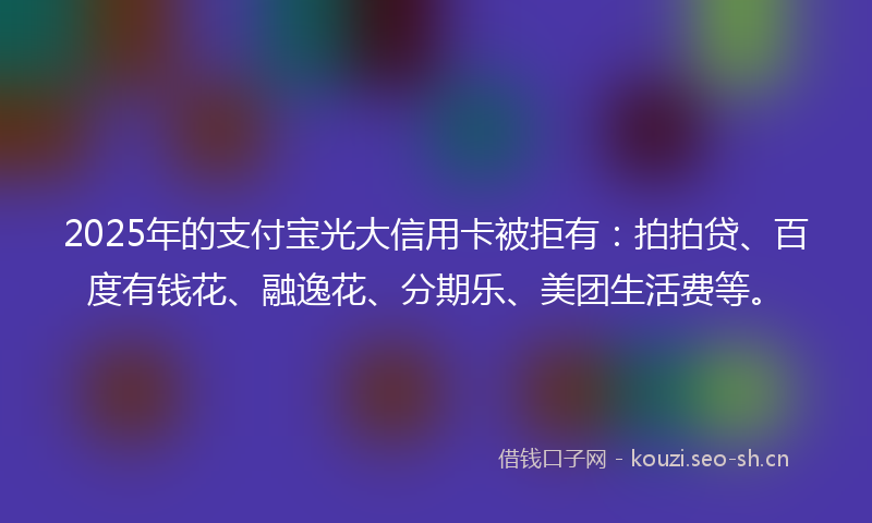 2025年的支付宝光大信用卡被拒有：拍拍贷、百度有钱花、融逸花、分期乐、美团生活费等。