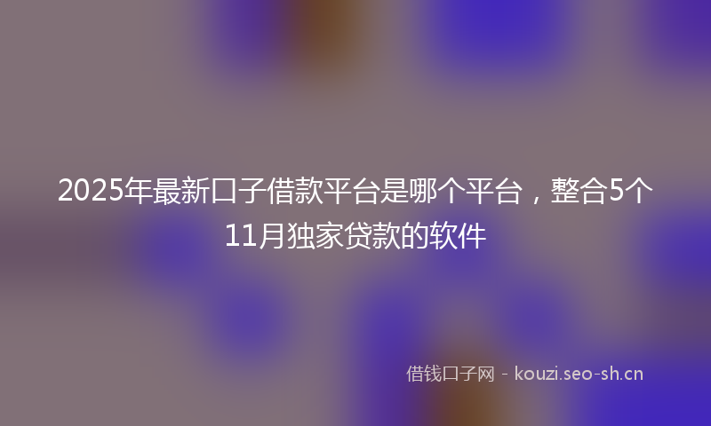 2025年最新口子借款平台是哪个平台，整合5个11月独家贷款的软件