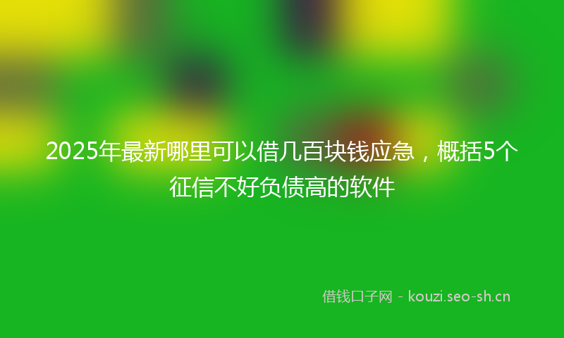 2025年最新哪里可以借几百块钱应急，概括5个征信不好负债高的软件