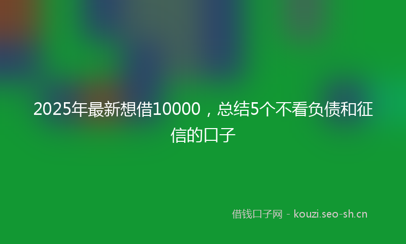 2025年最新想借10000，总结5个不看负债和征信的口子