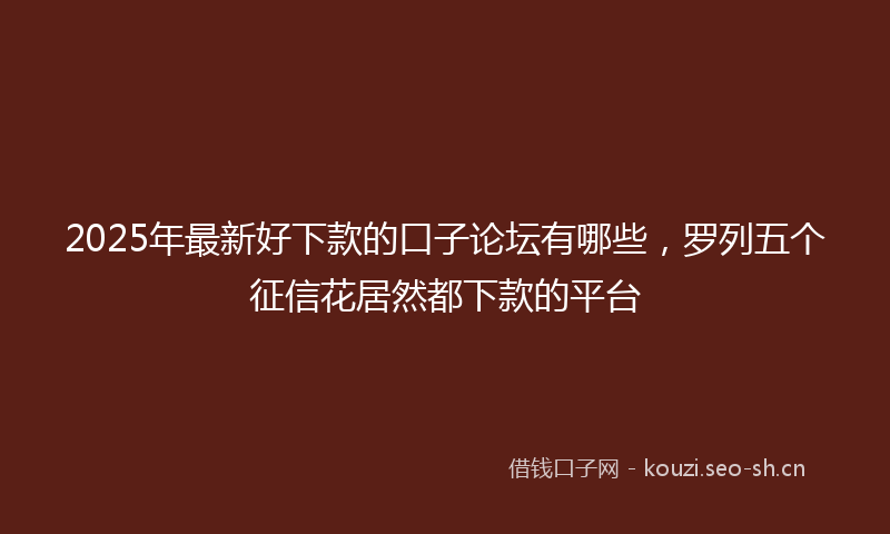 2025年最新好下款的口子论坛有哪些，罗列五个征信花居然都下款的平台