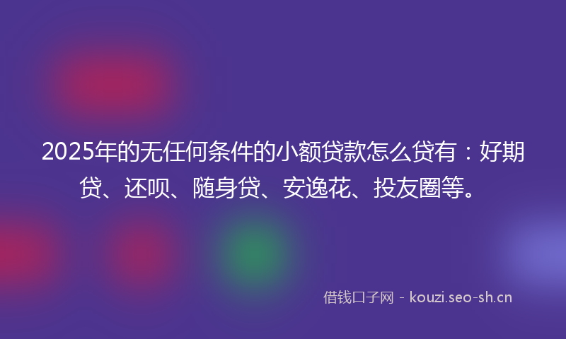 2025年的无任何条件的小额贷款怎么贷有：好期贷、还呗、随身贷、安逸花、投友圈等。