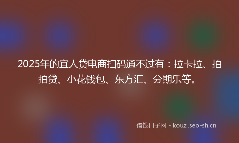 2025年的宜人贷电商扫码通不过有：拉卡拉、拍拍贷、小花钱包、东方汇、分期乐等。