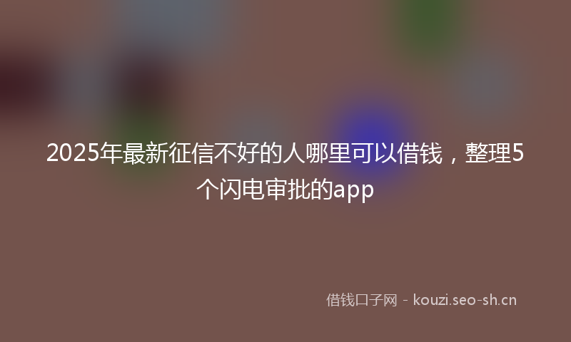 2025年最新征信不好的人哪里可以借钱，整理5个闪电审批的app