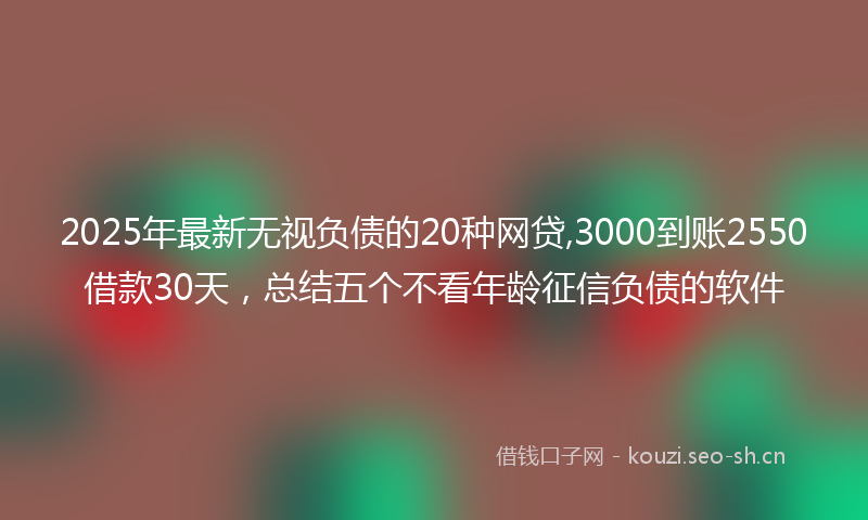 2025年最新无视负债的20种网贷,3000到账2550借款30天，总结五个不看年龄征信负债的软件