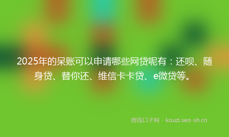 2025年的呆账可以申请哪些网贷呢有：还呗、随身贷、替你还、维信卡卡贷、e微贷等。