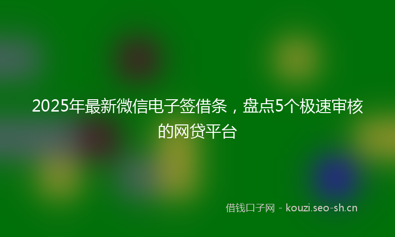 2025年最新微信电子签借条，盘点5个极速审核的网贷平台