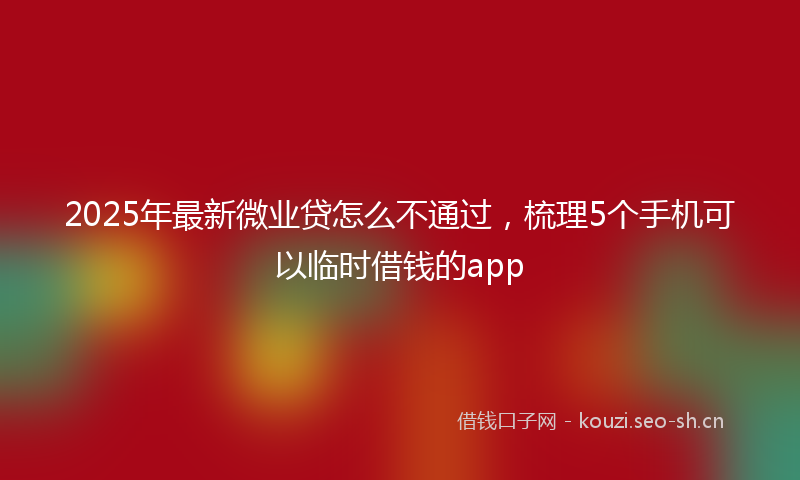 2025年最新微业贷怎么不通过，梳理5个手机可以临时借钱的app